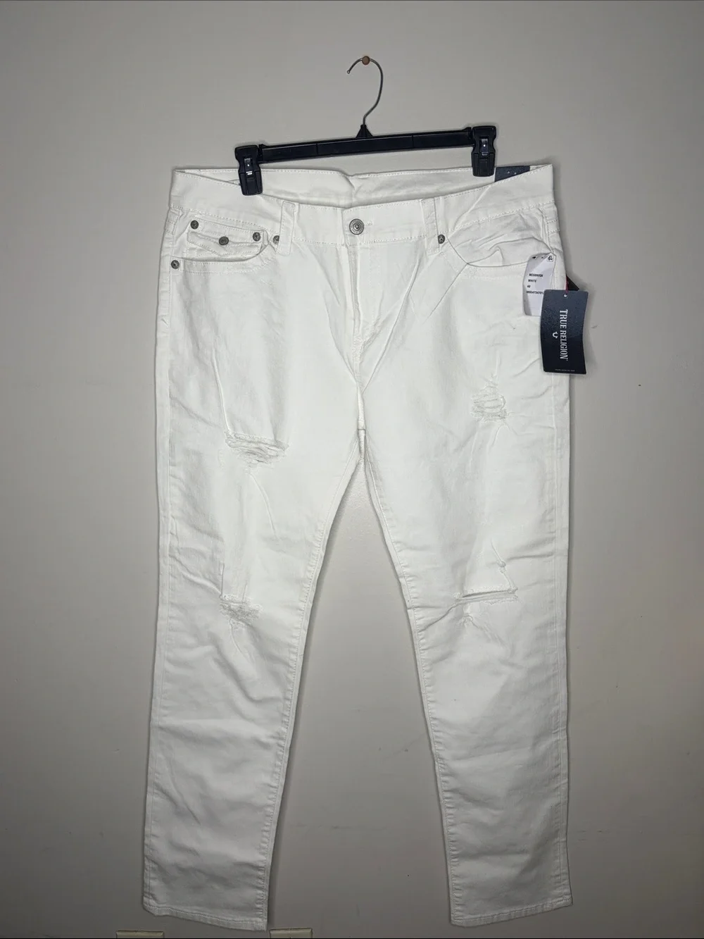 True Religion White Slim Distressed Men’s Jeans